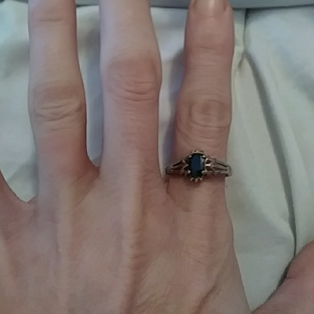 Stirling silver and sapphire ring